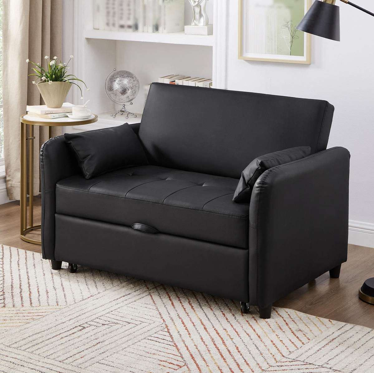 SOFABETT mit Schlaffunktion 156x100 cm PU Antique Black - Schwarz, Kunststoff (83/82/122cm) - Meubliv