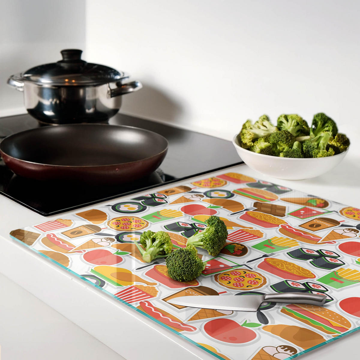 GLASPLATTE 60x52 cm Fastfood - Multicolor, Glas (60/0.4/52cm) - TULUP