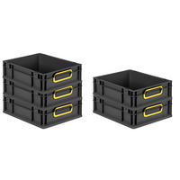 EUROBOX 5x NextGen Color 12x30x40 cm 11 Liter Griffe gelb zu, Schwarz - Gelb/Schwarz, Kunststoff (30/12/40cm) - PROREGAL