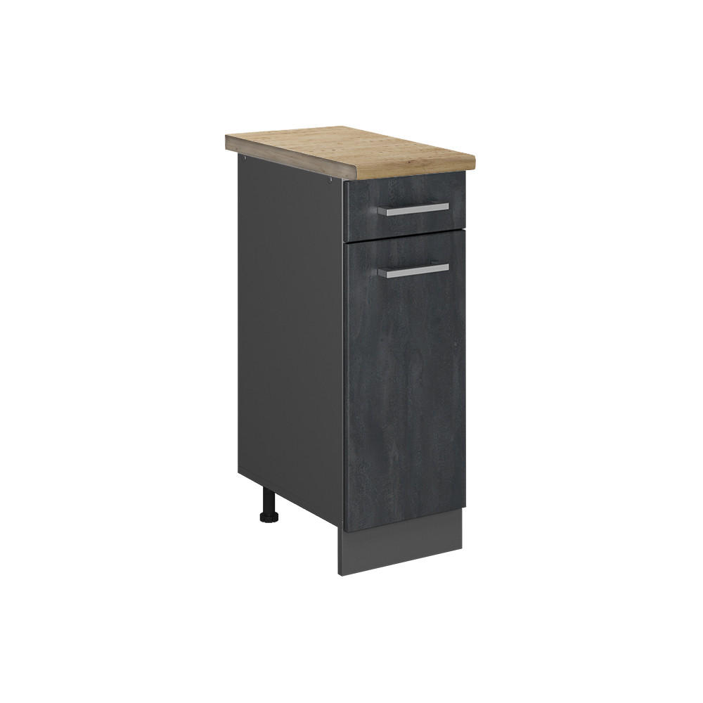 KÜCHENUNTERSCHRANK R-Line Schwarz Beton 30 cm AP Eiche - Anthrazit/Schwarz, Holzwerkstoff (30/81.6/60cm) - Vicco