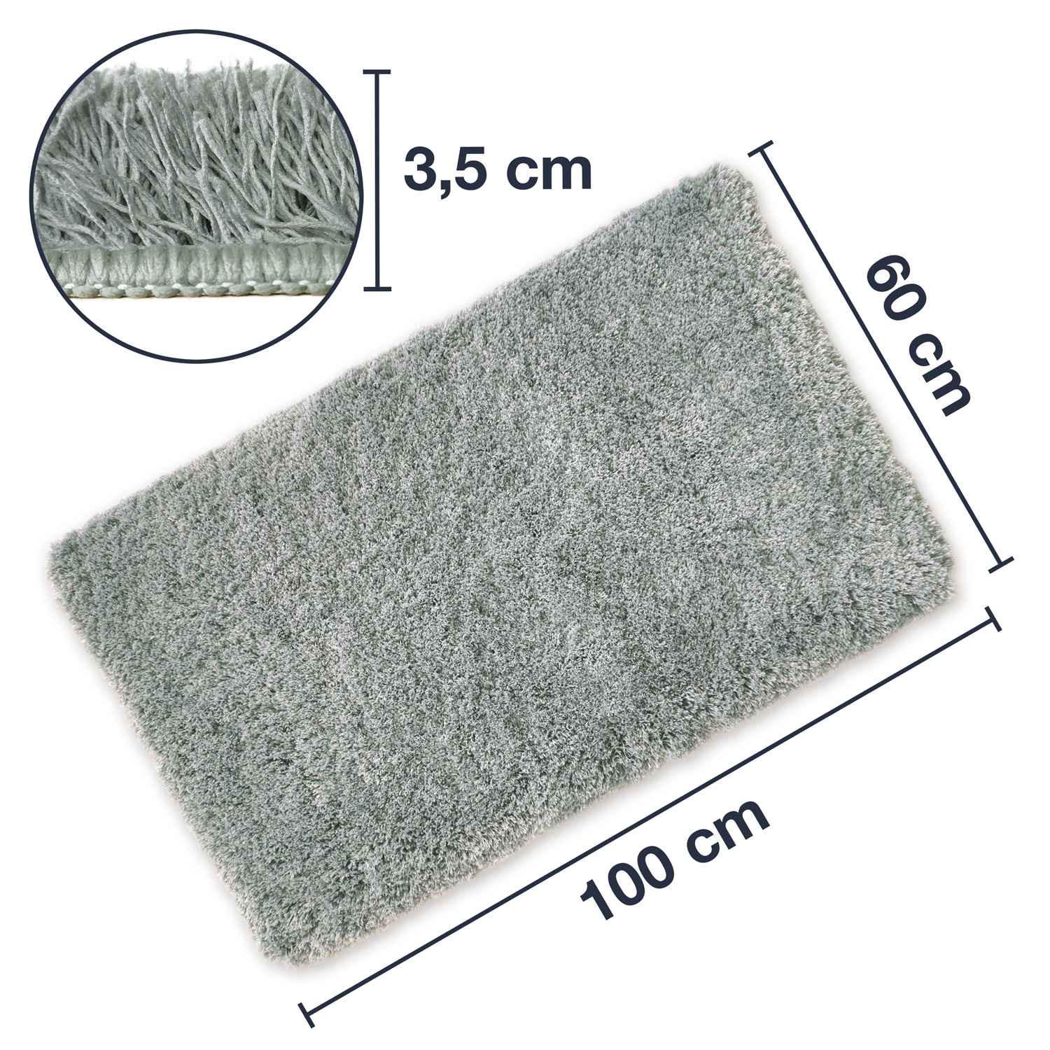 HOCHFLOR BADEMATTEN MALMÖ - Grau, Textil (60/80cm) - WohnDirect