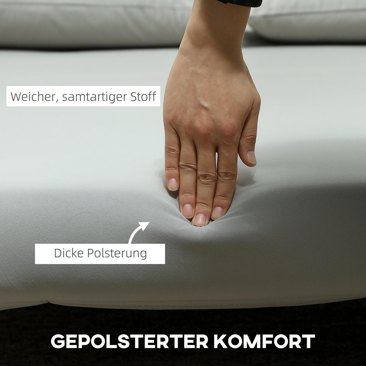 SCHLAFSOFA Sofa mit Schlaffunktion 130 X 78 cm Couch mit Lendenkissen, Hellgrau - Hellgrau/Naturfarben, Holz/Textil (78/79/130cm) - HOMCOM