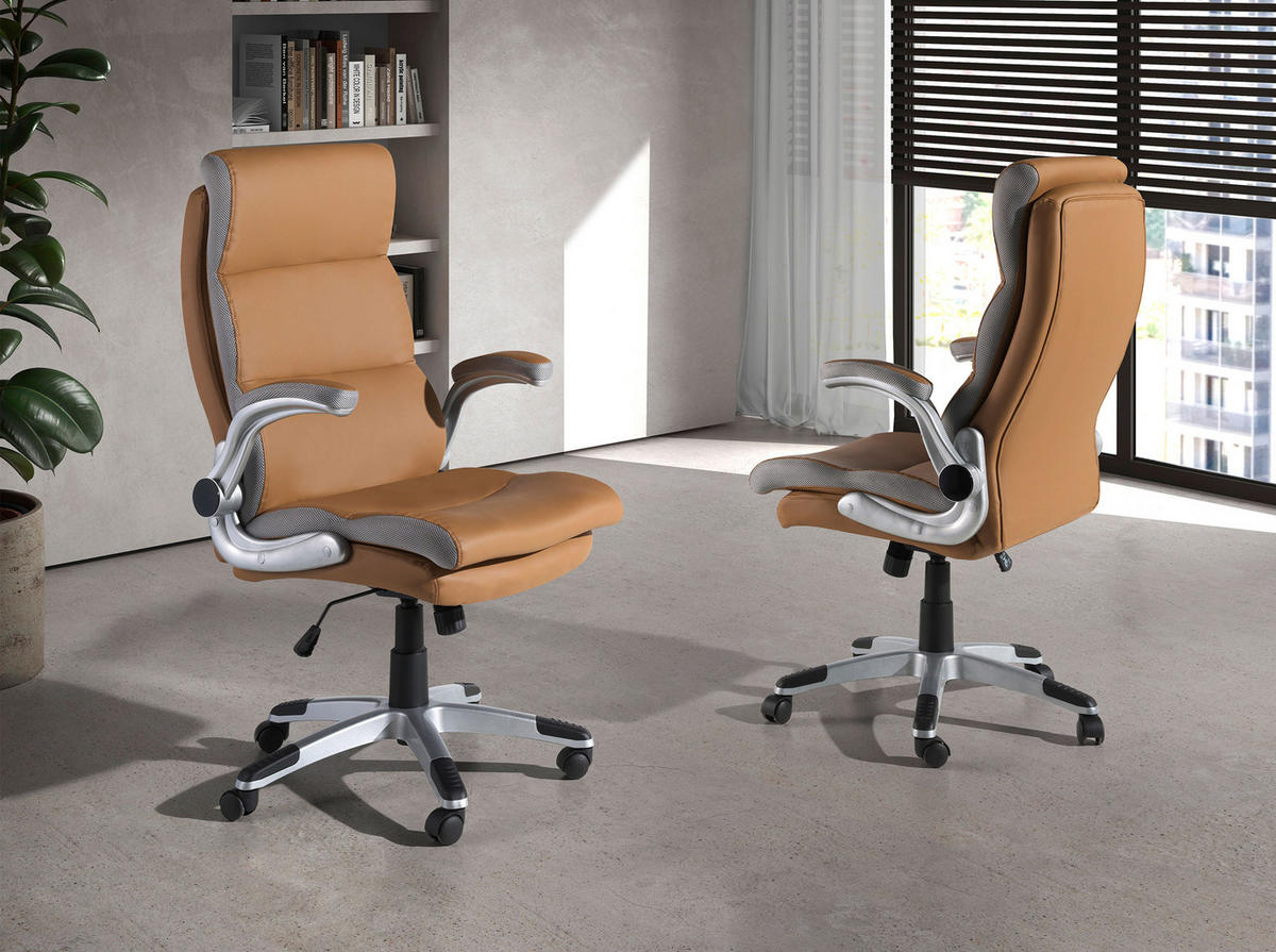 CHEFSESSEL Braun Grau Stahl 66/72/112 cm - Edelstahlfarben/Braun, Leder/Kunststoff (66/112/72cm) - ANGEL CERDA