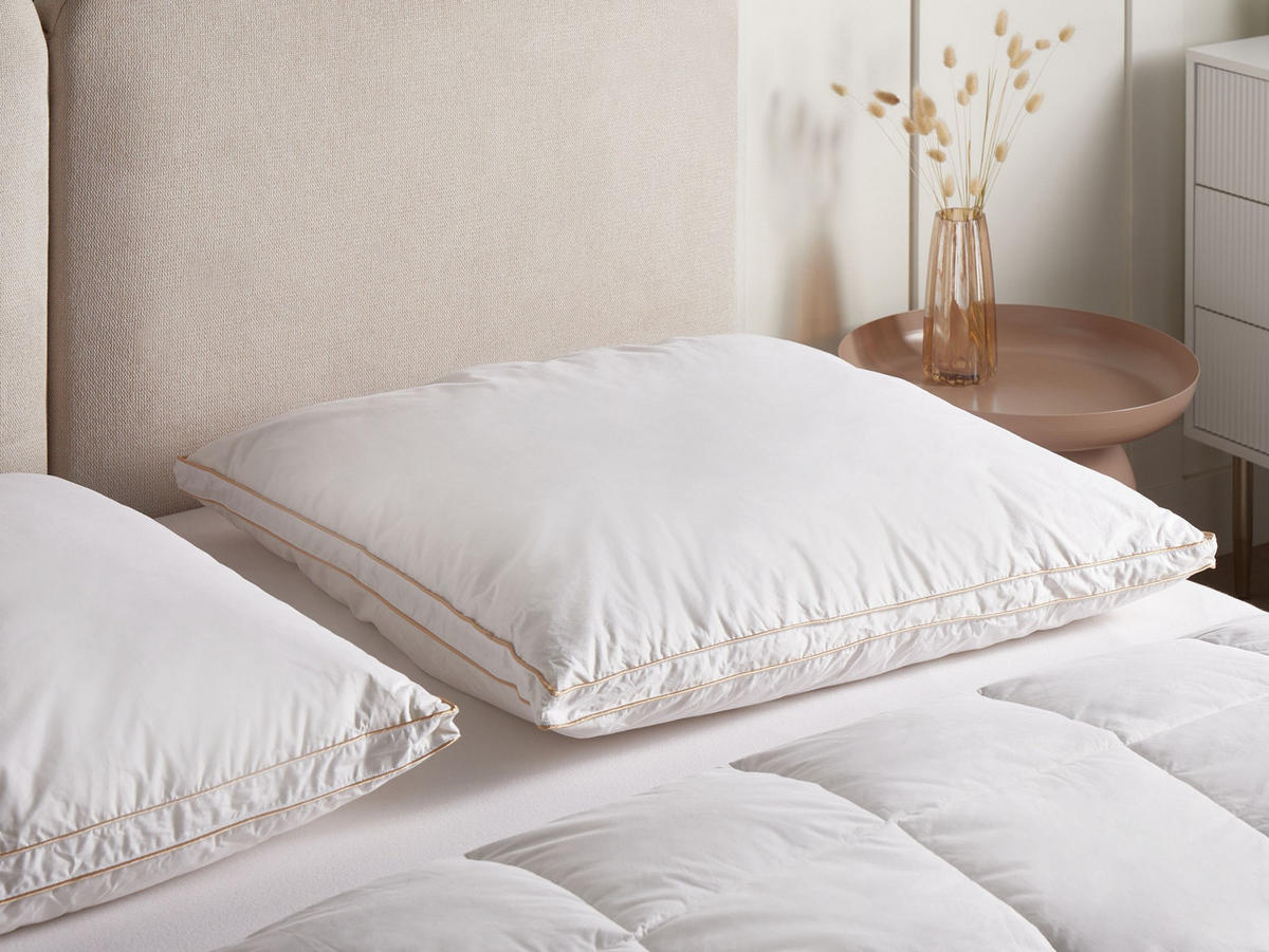 KOPFKISSEN Weiß Hoch 80/80 cm Etna - Weiß, Naturmaterialien (80/80cm) - Beliani