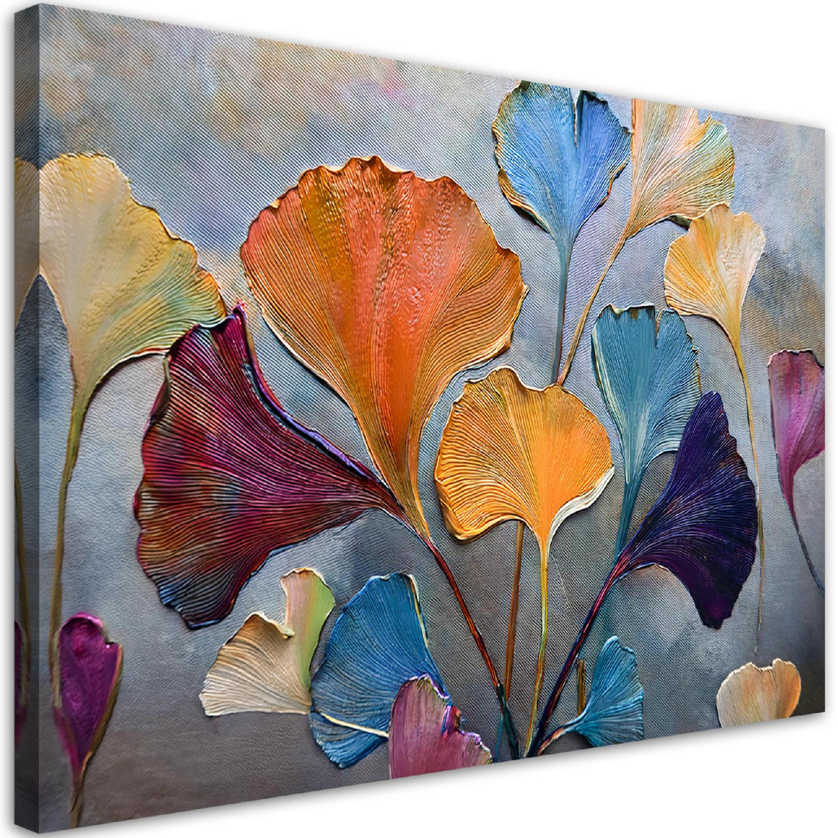 WANDBILD bunte ginko blumen - Multicolor, Textil (60/40cm) - Feeby