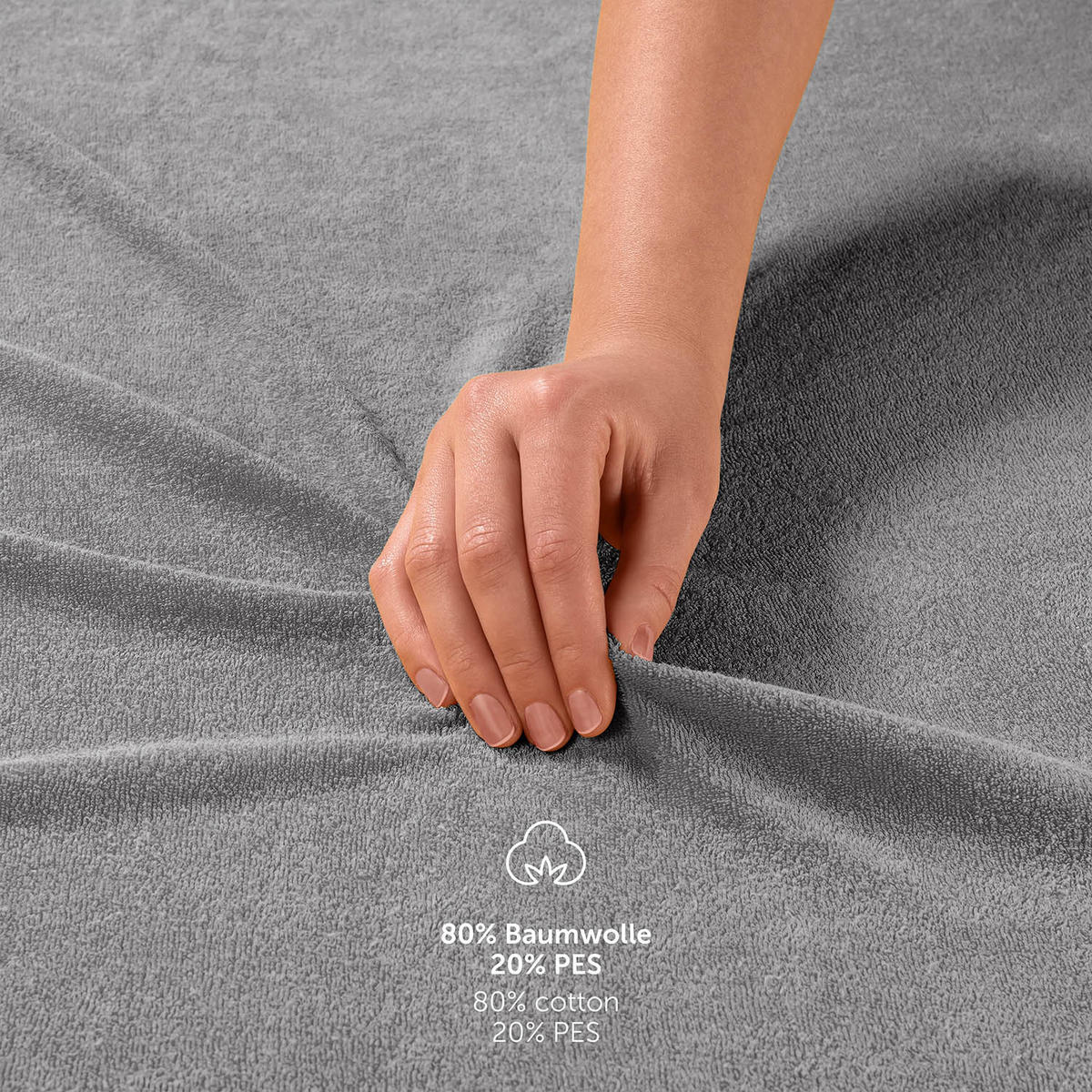 FROTÉ napínacie prestieradlo s certifikátom Oeko-TEX, 90x200x27cm, Grau - sivá, textil (90/200cm) - Blumtal
