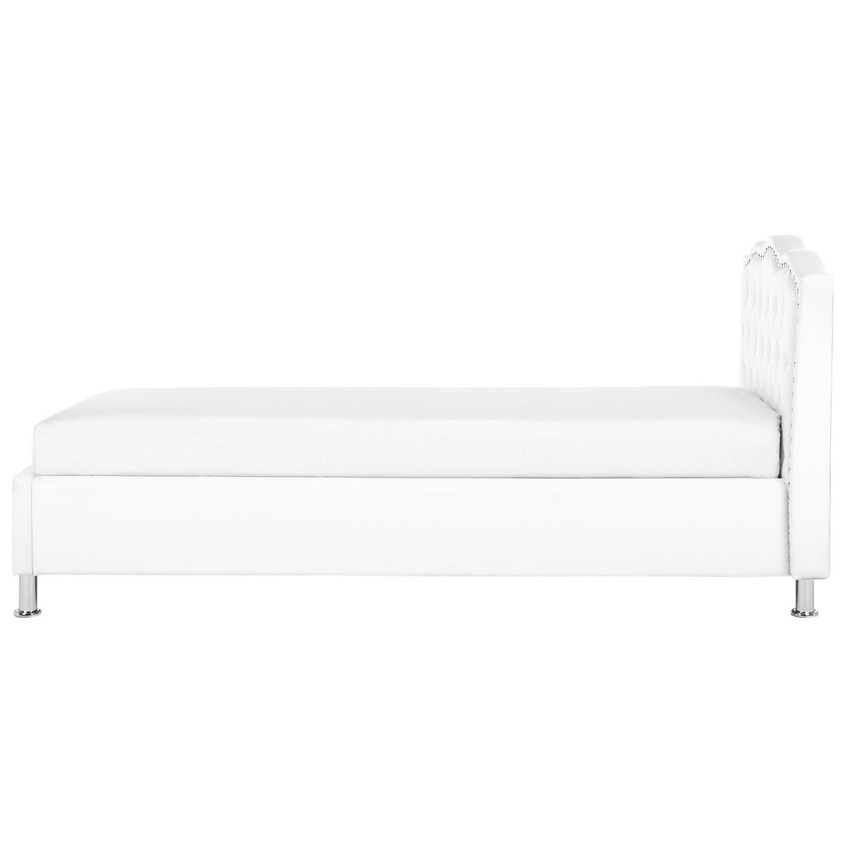 BETT 90/200cm Weiß Metz - Weiß, Kunststoff/Textil (90/200cm) - Beliani