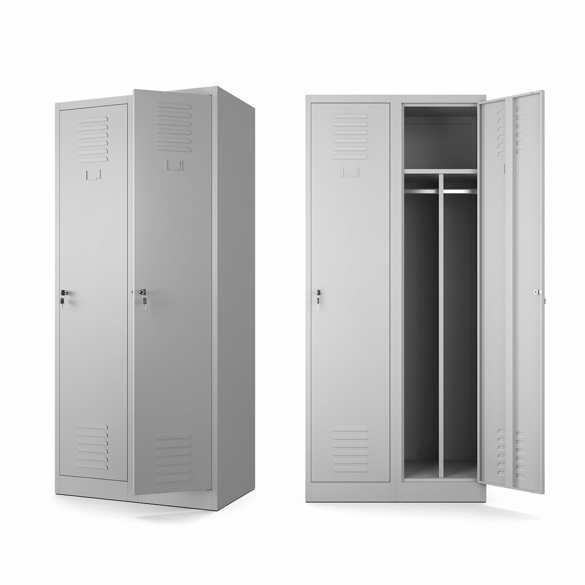 MEHRZWECKSCHRANK 2-türig aus Metall Hellgrau 80x180x50cm - Hellgrau, Metall (80/180/50cm) - Muralo
