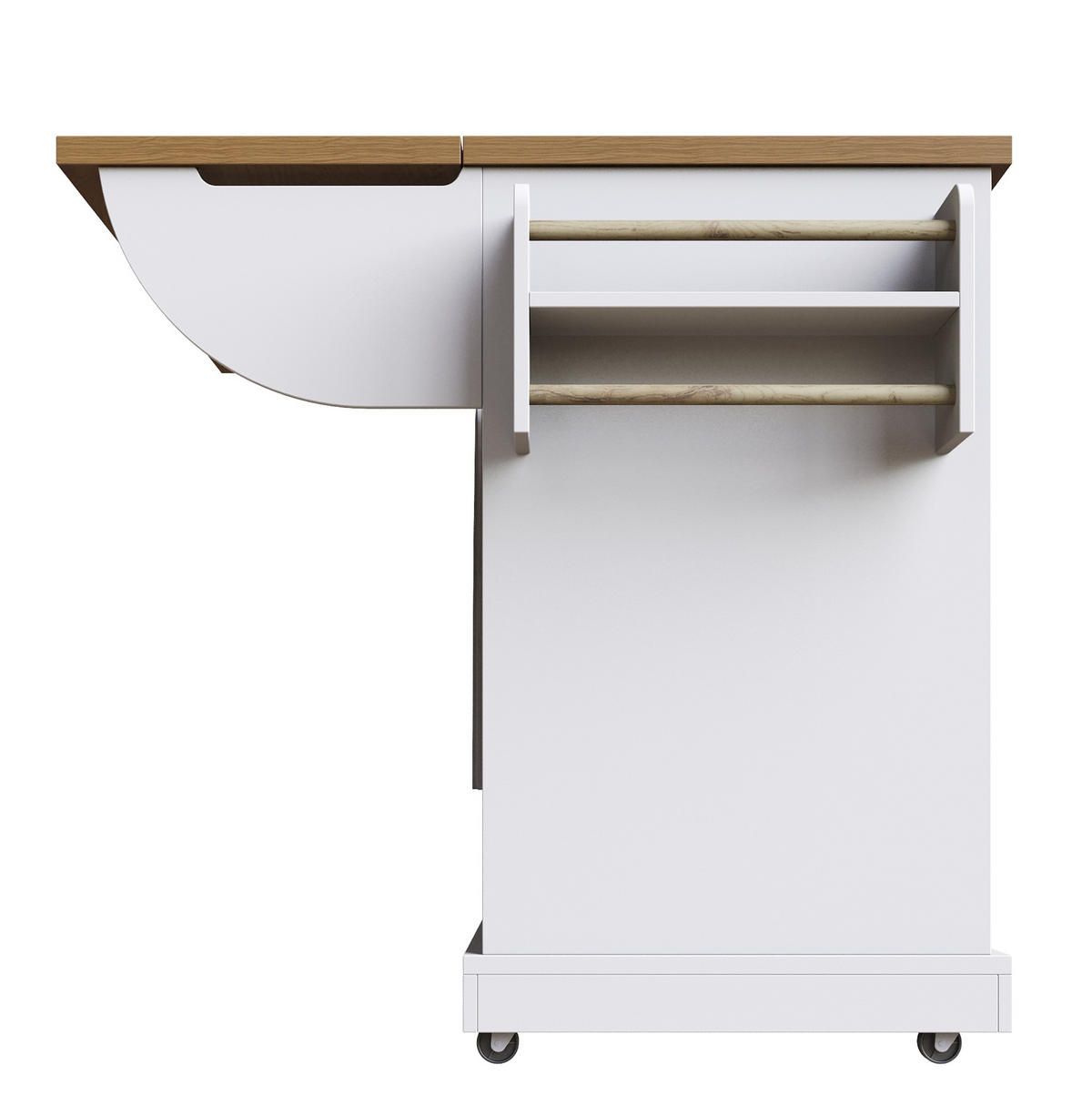 KÜCHENINSEL 147/93/44 cm Weiß aus MDF und Metall mit Klappfunktion - Weiß, Holzwerkstoff (44/93/147cm) - OKMYHOME