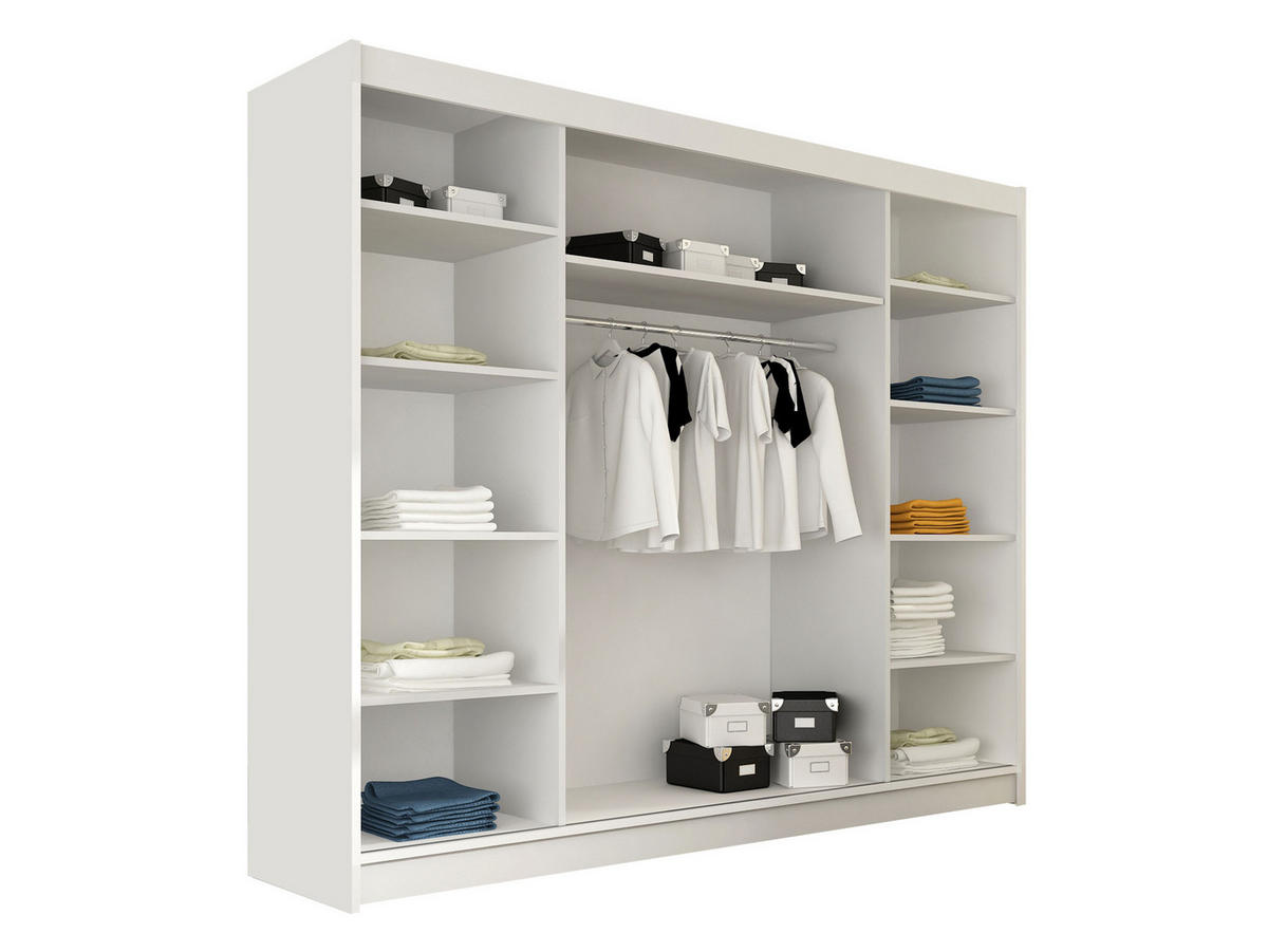 KLEIDERSCHRANK Aston I, mit RGB LED Beleuchtung - Silberfarben/Schwarz, Holzwerkstoff/Kunststoff (250/215/58cm) - MIRJAN24