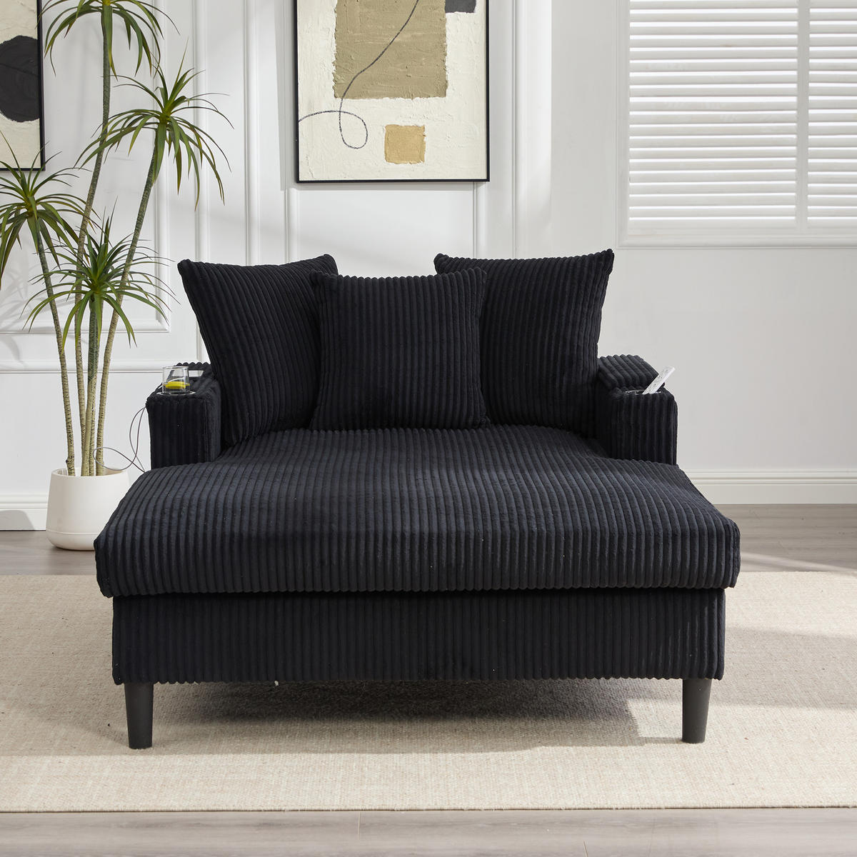 SCHLAFSOFA DE-33807 LED-Beleuchtung und USB Schwarz - Schwarz, Metall (129/70/170cm) - ComfortXL