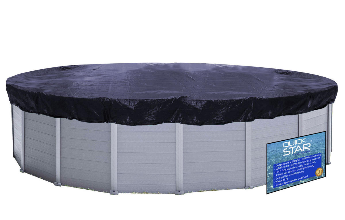POOLABDECKUNG Oval Planenmaß 700x440cm Schwarz - Schwarz, Kunststoff (440/700cm) - QUICK STAR