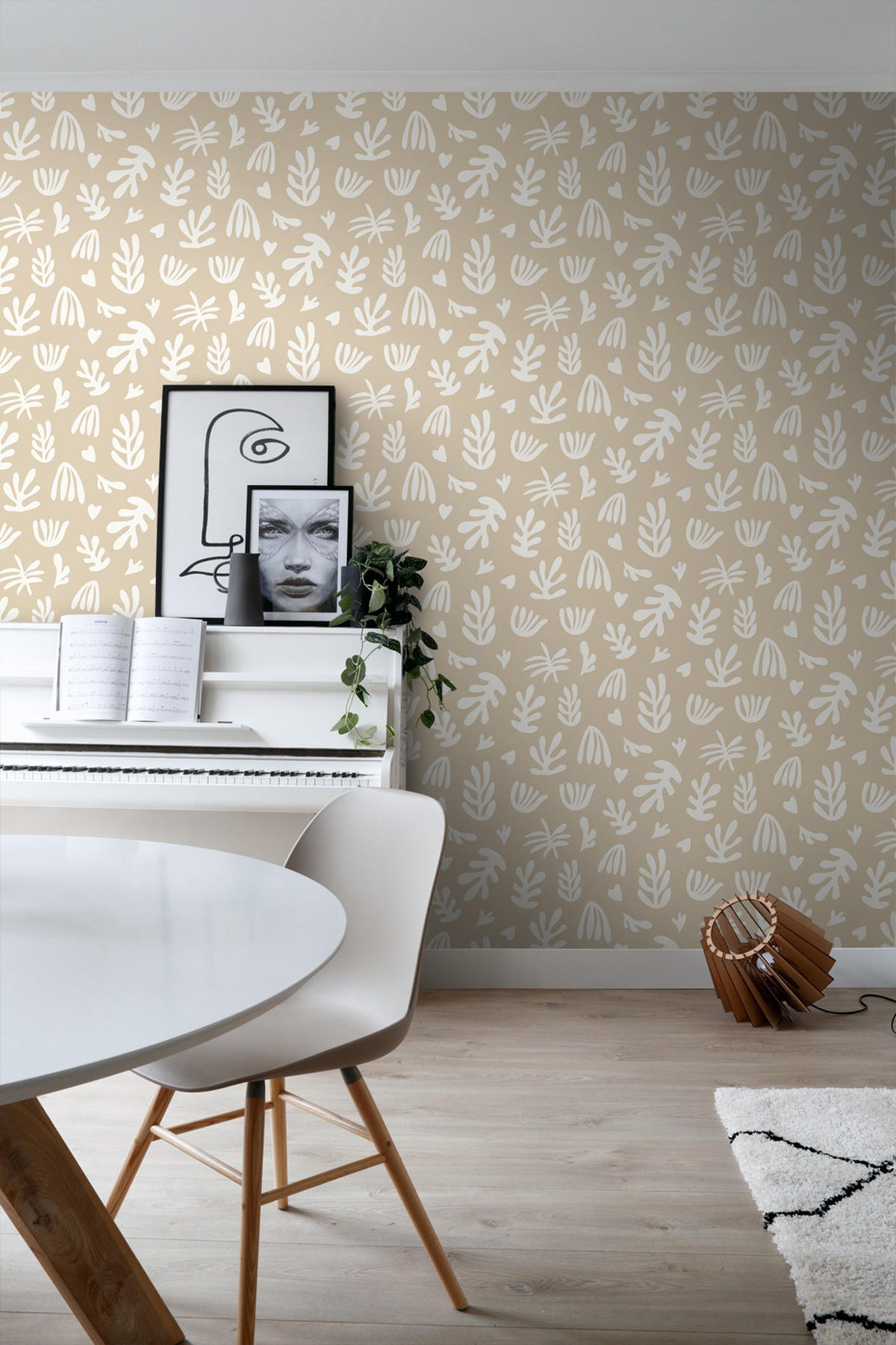 TAPETE Pflanzen im Matisse-Stil 50 x 900 cm - Beige, Papier (50/900cm) - ESTAhome
