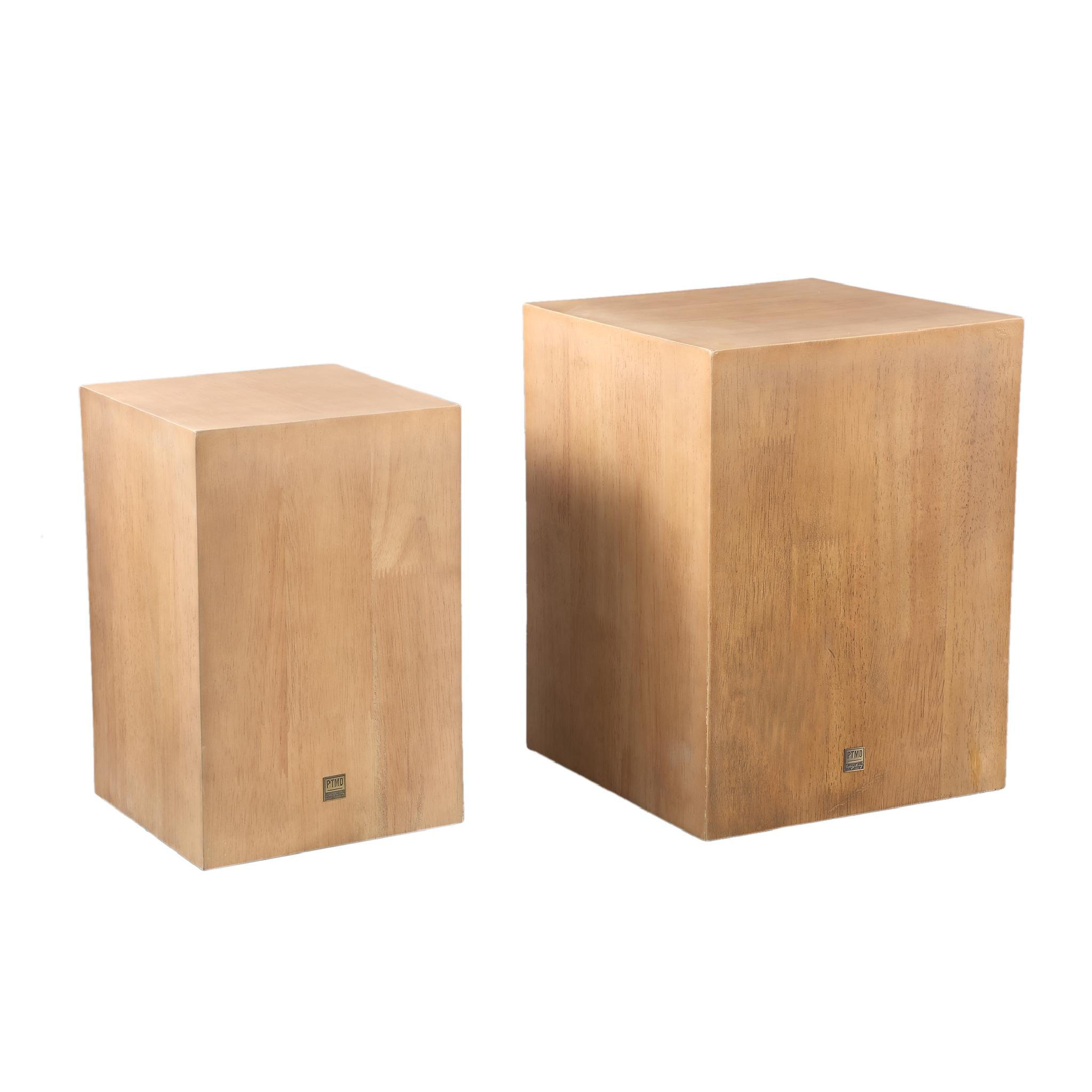 BLUMENSÄULE Gustavo Beige 30/30/40cm 2er-Set - Beige, Holz (30/30/40cm) - PTMD Collection
