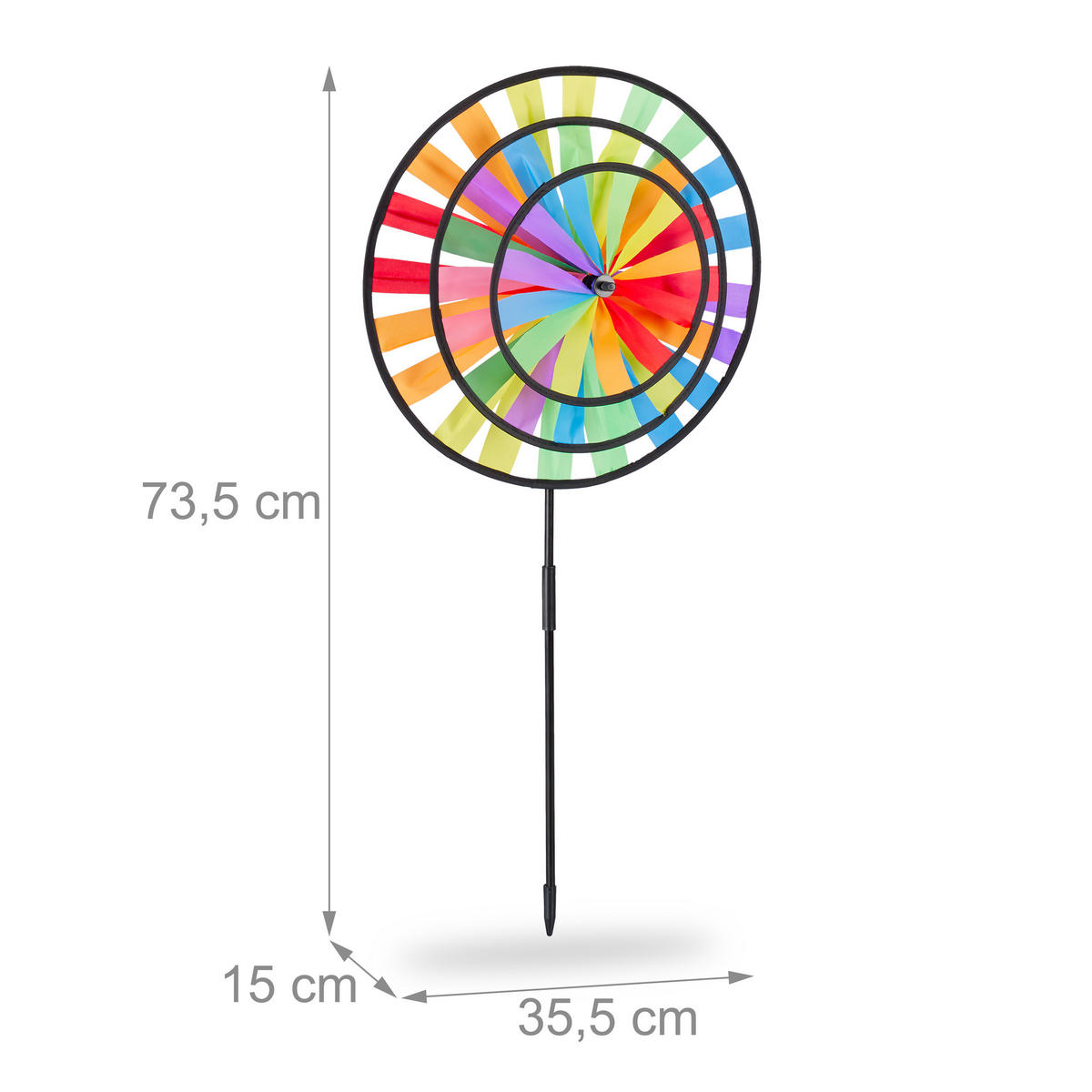 WINDRAD - Multicolor, Kunststoff/Textil (35.5/73.5/15cm) - Relaxdays