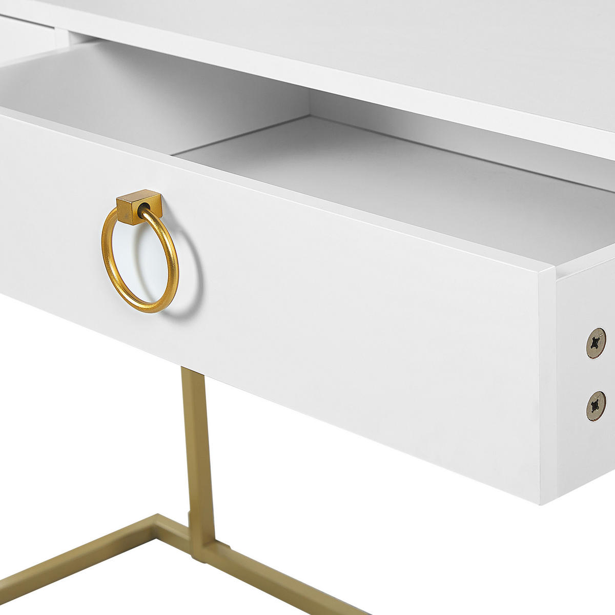 KONSOLENTISCH weiß/gold 2 Schubladen Westport - Goldfarben/Weiß, Metall (115/77/50cm) - Beliani