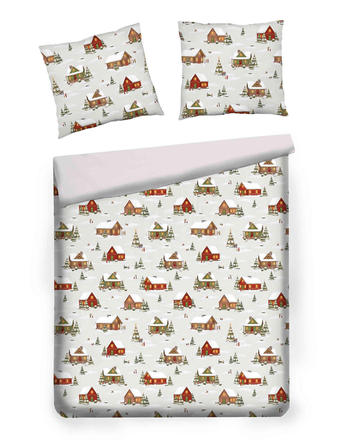 BETTWÄSCHE Satin WINHURST, 160x200 cm, Mehrfarbig, Winter Weihnachten Bettbezug, Weihnachtsdeko, Christmas, Weihnachtsmotiv - Multicolor, Textil (160/200cm) - home&you