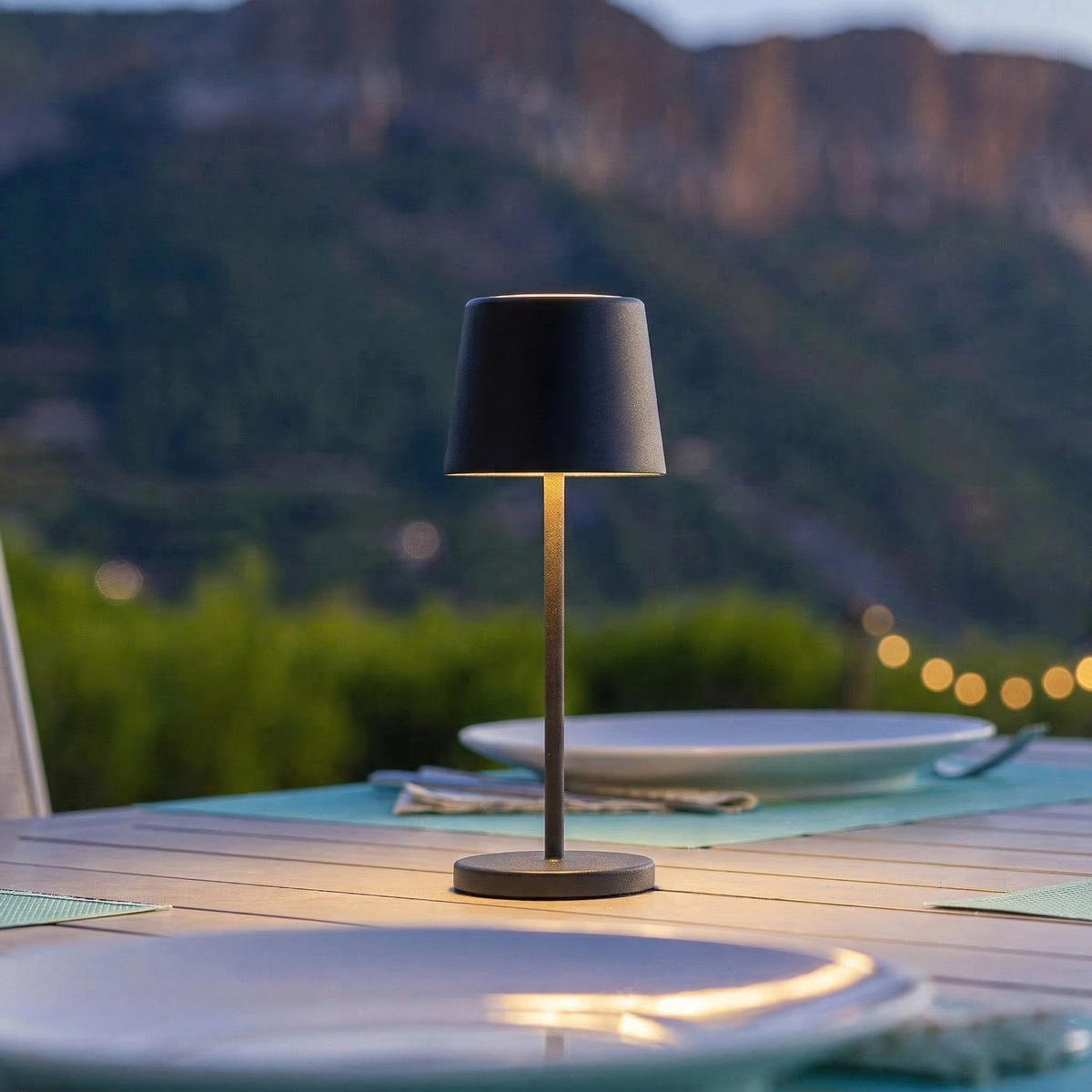 MINI KELLY Kabellose Tischleuchte H22CM - Schwarz, Metall (9/9/22cm) - Lumisky