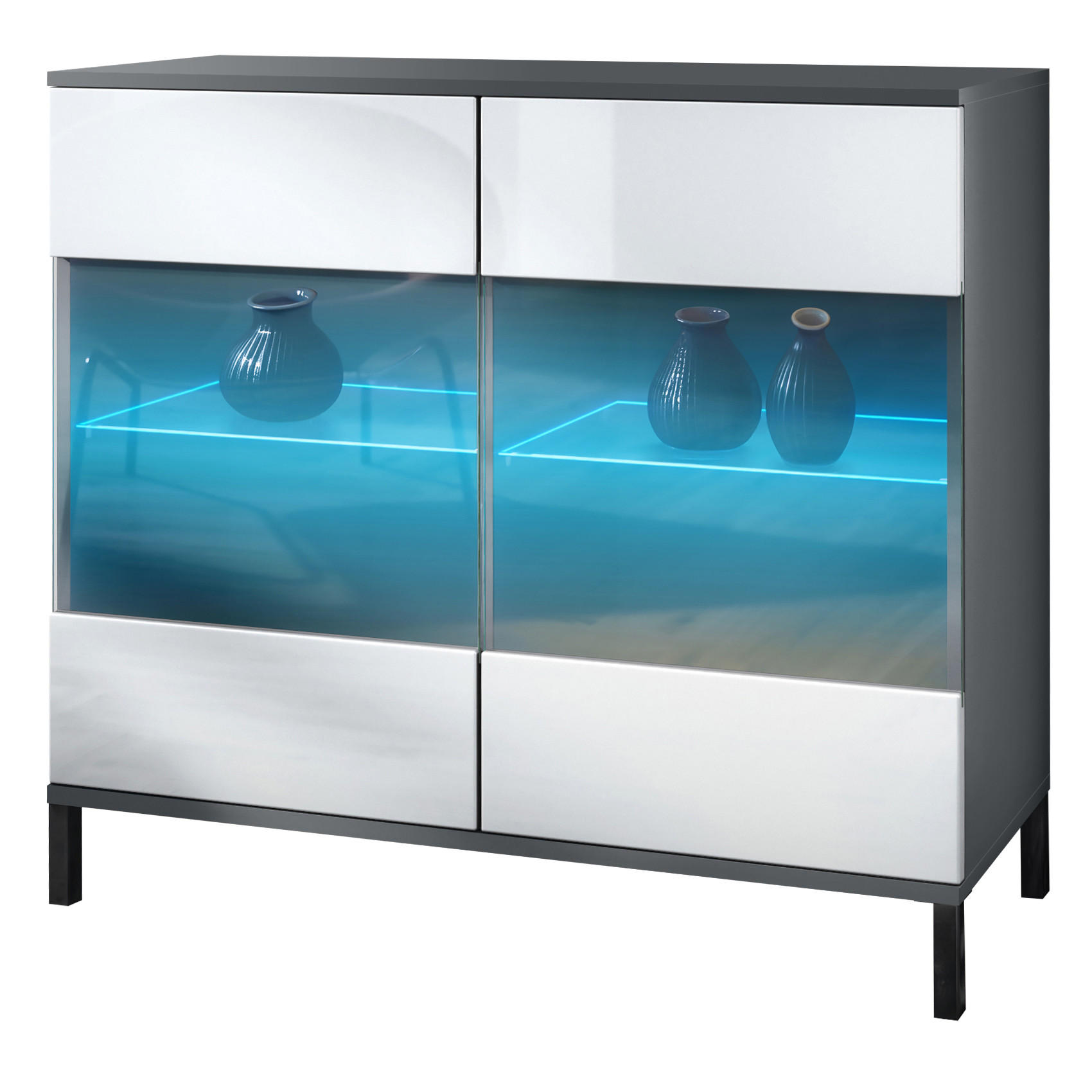 Vladon Kommode Weiß Hochglanz 92.5x83.5x35 cm