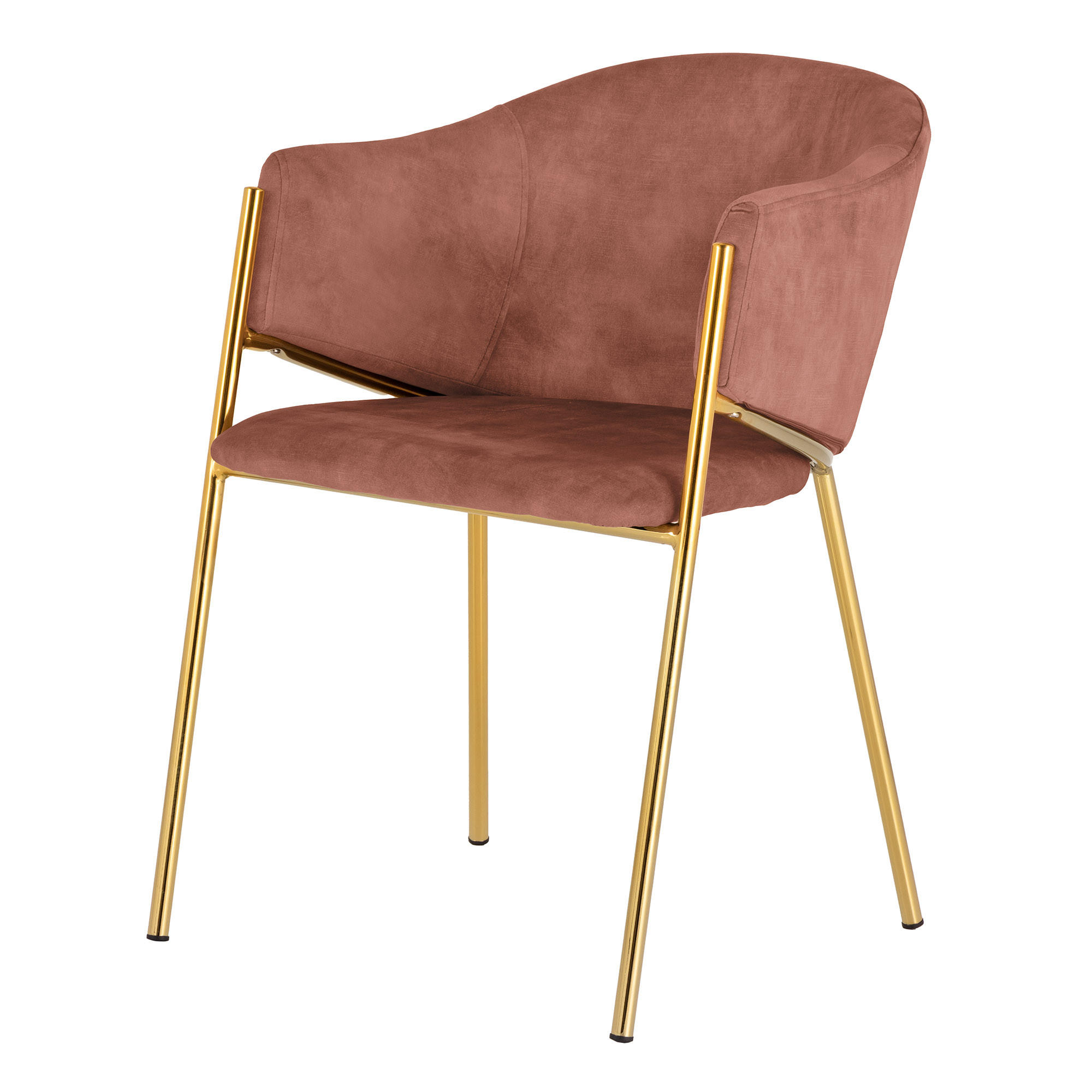 STUHL NOBLESSE Samt Rosé 80 cm - Goldfarben/Rosa, Textil/Metall (52/77/60cm) - riess-ambiente