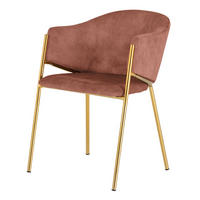 STUHL NOBLESSE Samt Rosé 80 cm - Goldfarben/Rosa, Textil/Metall (52/77/60cm) - riess-ambiente