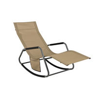 SONNENLIEGE Khaki - Braun, Metall (145/85/57cm) - SoBuy