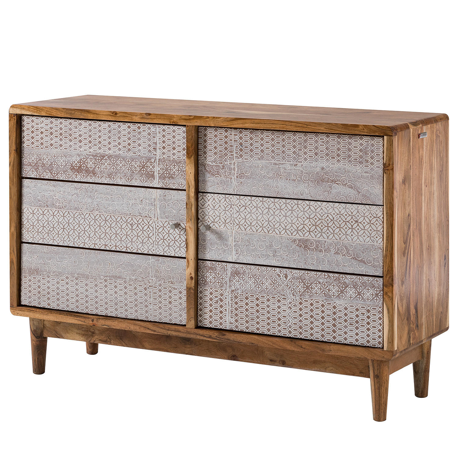 KOMMODE - Akazie massiv / Metall - Akaziefarben, Holz (118/77/40cm) - home24