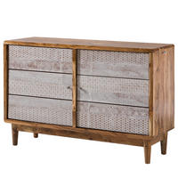 KOMMODE - Akazie massiv / Metall - Akaziefarben, Holz (118/77/40cm) - home24