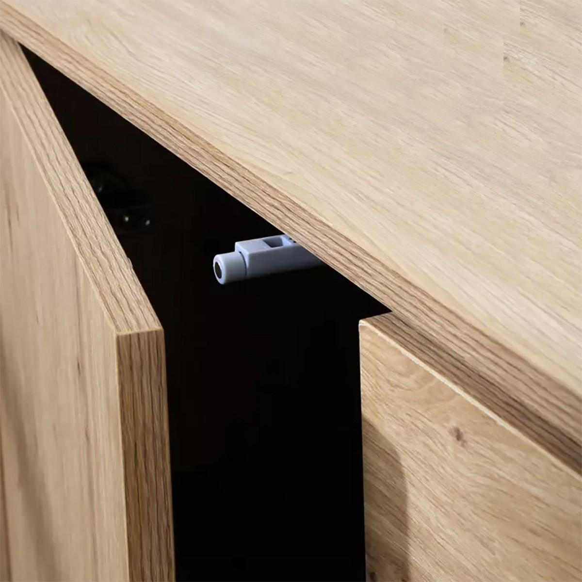 KOMMODE 1 Tür 3 Schubladen Eiche-Dekor FSC-zertifiziert 40/80/90 cm - Eichefarben, Holzwerkstoff (90/80/49.5cm) - Calicosy