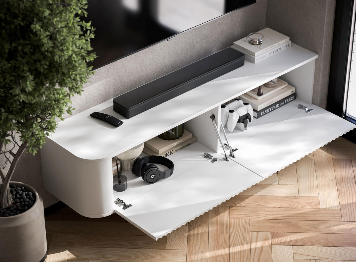 TV komoda Aurora matná biela 140 cm - biela, kompozitné drevo (140/30/35cm) - Meble Lindner