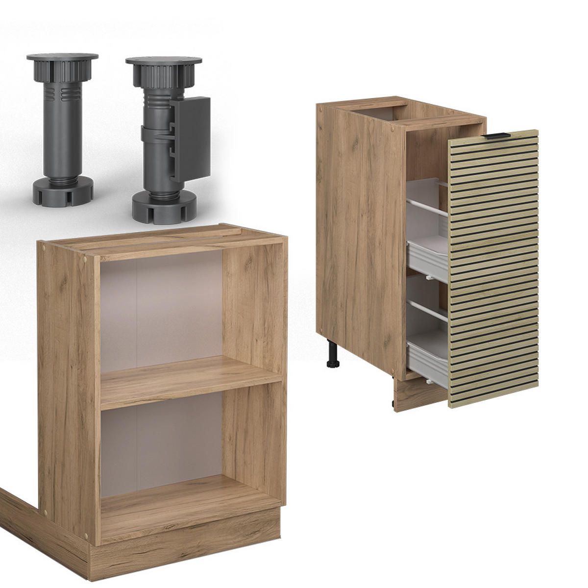 KÜCHENINSEL Fame-Line Eiche Paneel 90 cm mit Schublade, ohne Arbeitsplatte - Honigeiche/Hellbraun, Holzwerkstoff (90/82/60cm) - Vicco