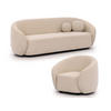SITZGARNITUR 3+1 Roundi Cremeweiß Bouclé - Creme/Schwarz, Holz/Kunststoff (208/76/80cm) - S-Style Möbel