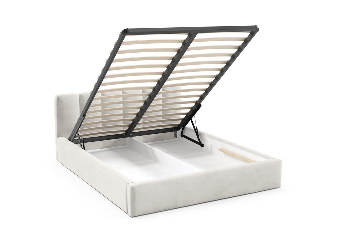 POLSTERBETT BERGO, 180x200 cm, Doppelbett mit Bettkasten, Velourstoff, Frabe: Hellgrau - Hellgrau, Holz/Textil (180/200cm)