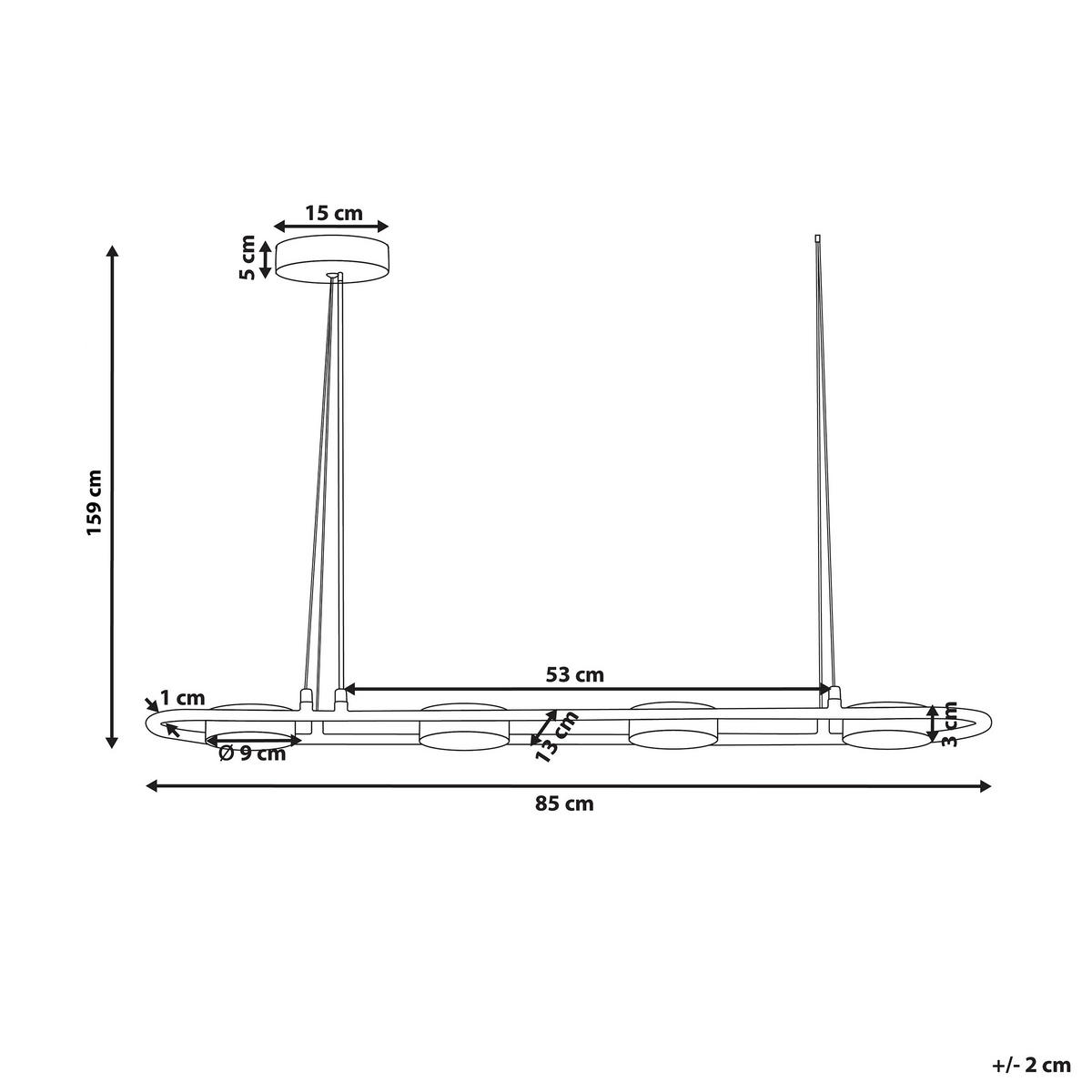 HÄNGELEUCHTE Mali 13/65/159 cm - Schwarz, Metall (13/65/159cm) - Beliani