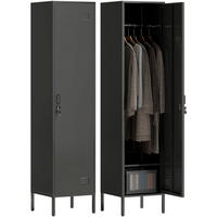 MEHRZWECKSCHRANK 40/40/179 cm mit abschließbarer Tür, Kleiderstange und Fachboden, Stahl, Schwarz - Schwarz, Metall (40/179/40cm) - Redom