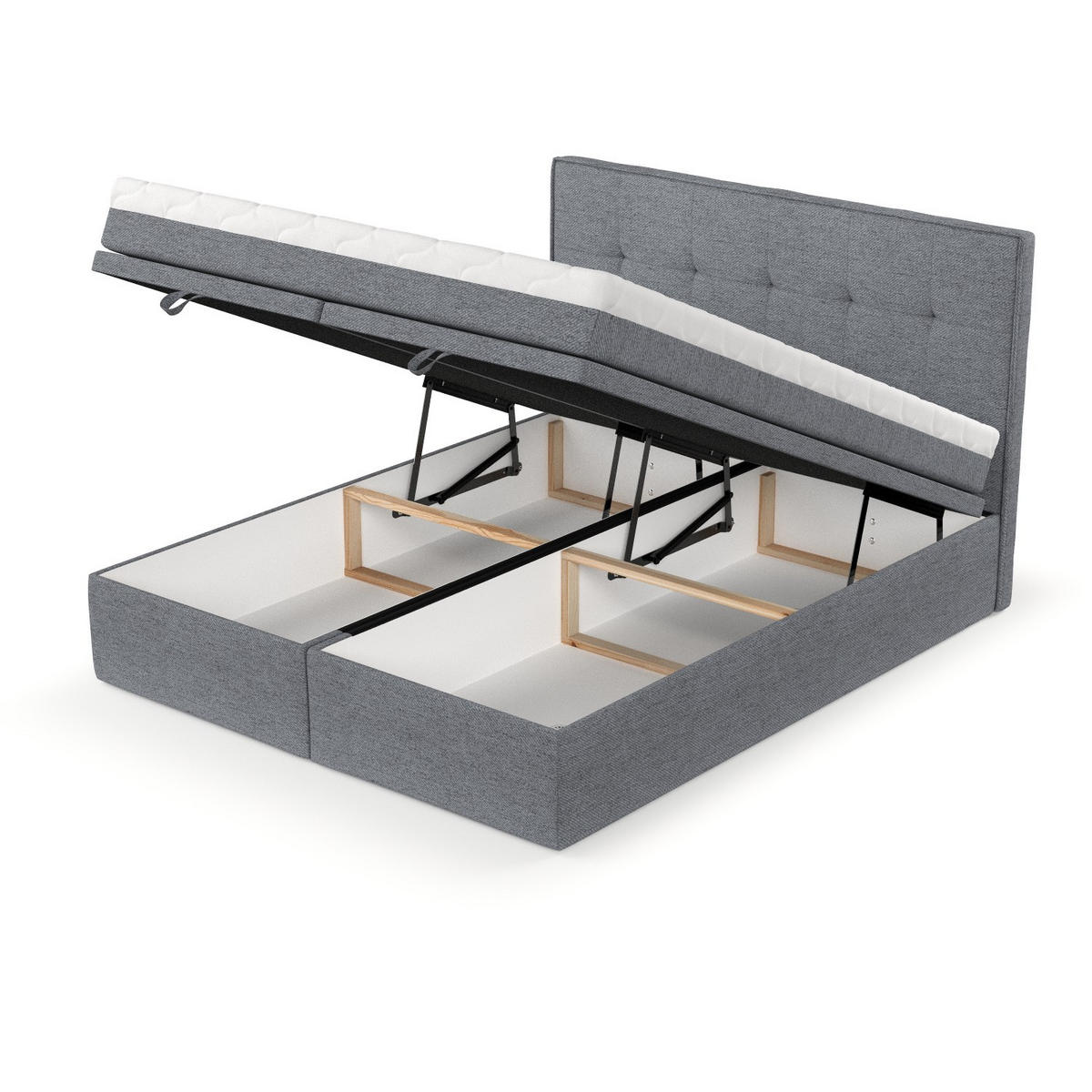 BOXBETT Arivo 180/200 cm Grau im Neve Stoff - Schwarz/Grau, Holz/Holzwerkstoff (180/200cm) - AltaBeds