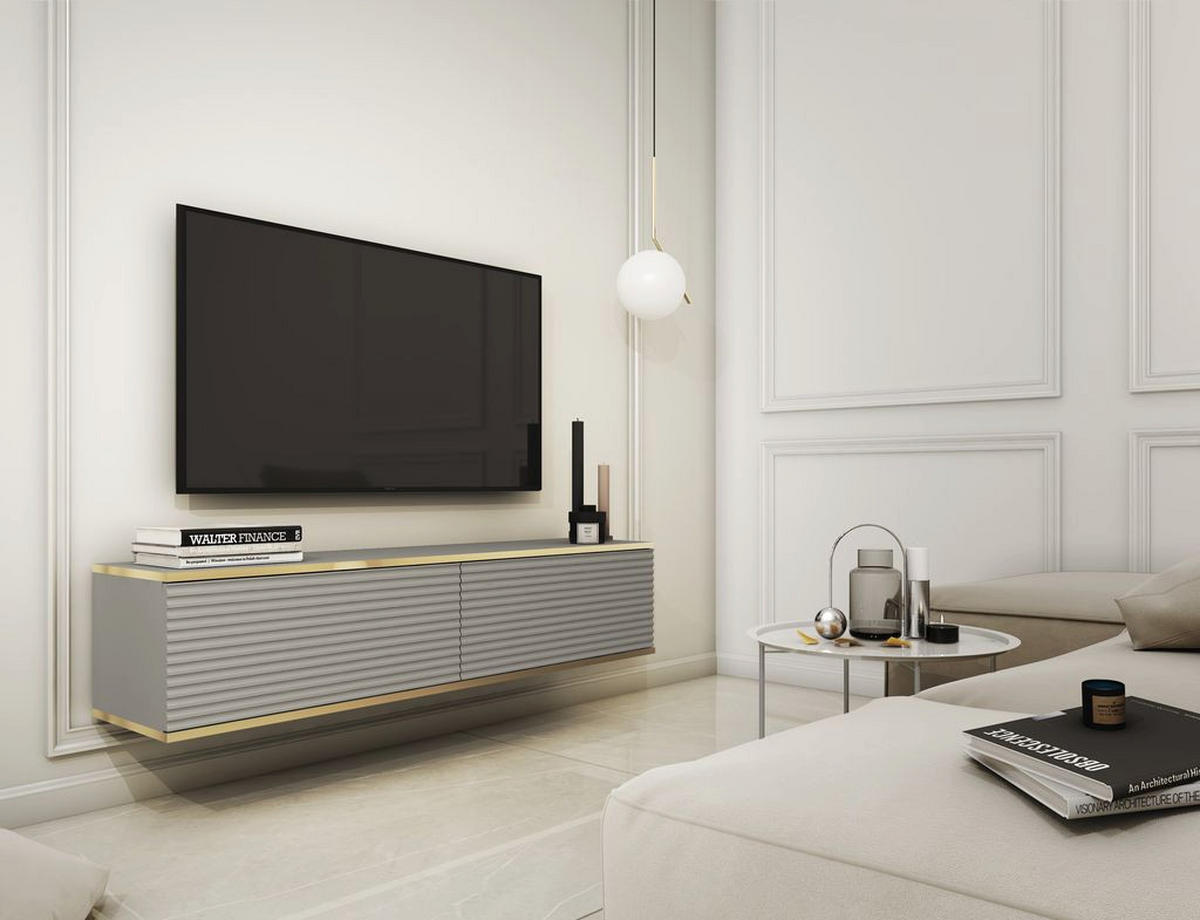 LOWBOARD – 135 cm – Oro Mdf – Ohne Füße (wandhängend) – TV-GEN0319 - Grau, Holzwerkstoff (135/30/32cm) - hi-markt