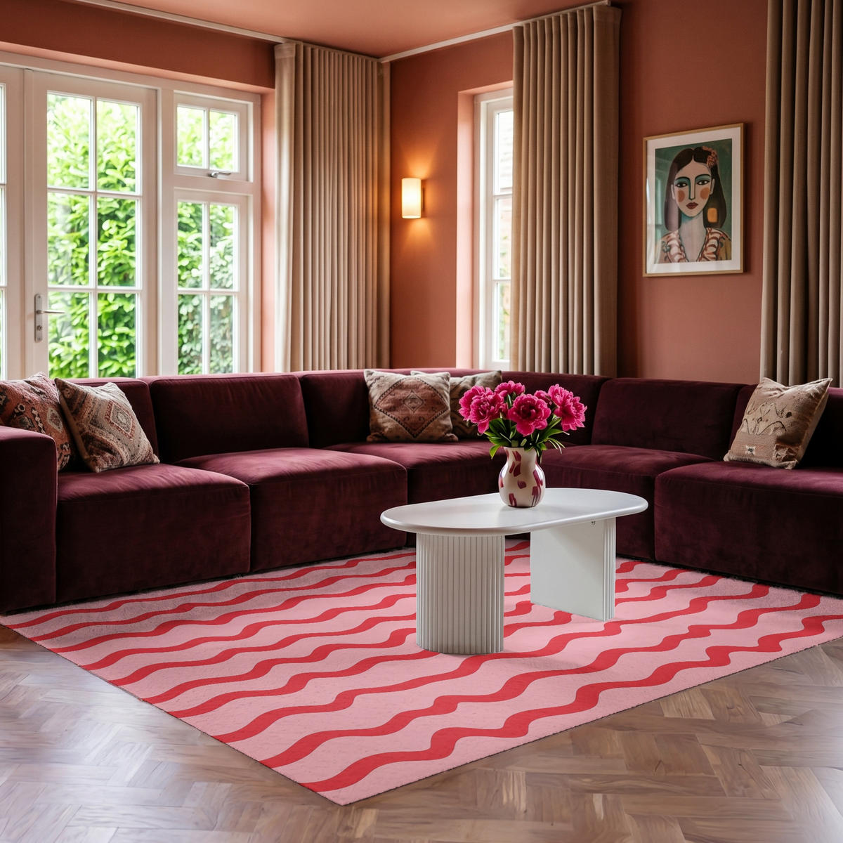 TEPPICH - Verspielt - Muster - Rot - 230x150 cm - Rot, Kunststoff/Textil (230/0.4cm) - OnlyWow