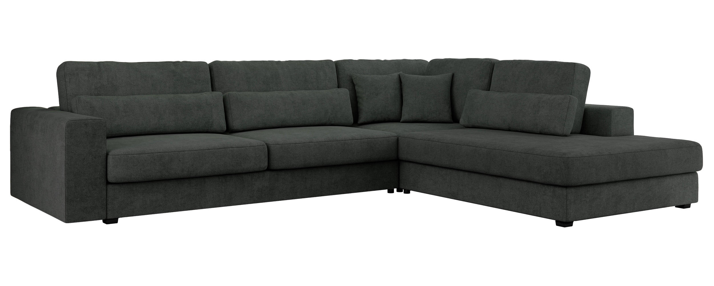 ECKSOFA Savona Dunkelgrau Strukture - rechts - Dunkelgrau/Schwarz, Kunststoff/Textil (249/316cm) - MKS