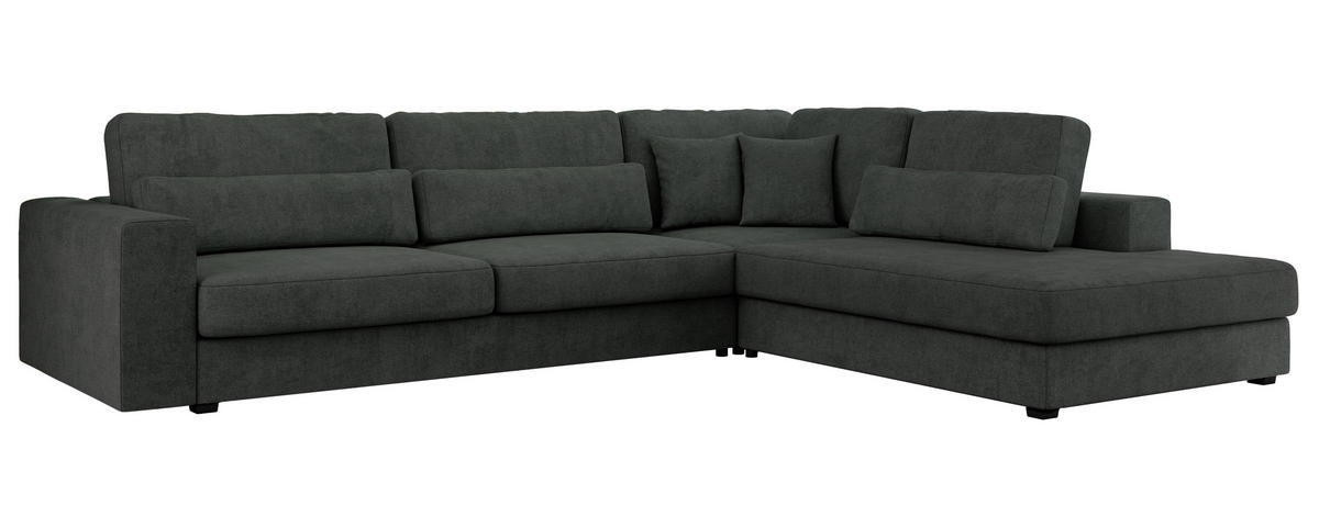 ECKSOFA Savona Dunkelgrau Strukture - rechts - Dunkelgrau/Schwarz, Kunststoff/Textil (249/316cm) - MKS