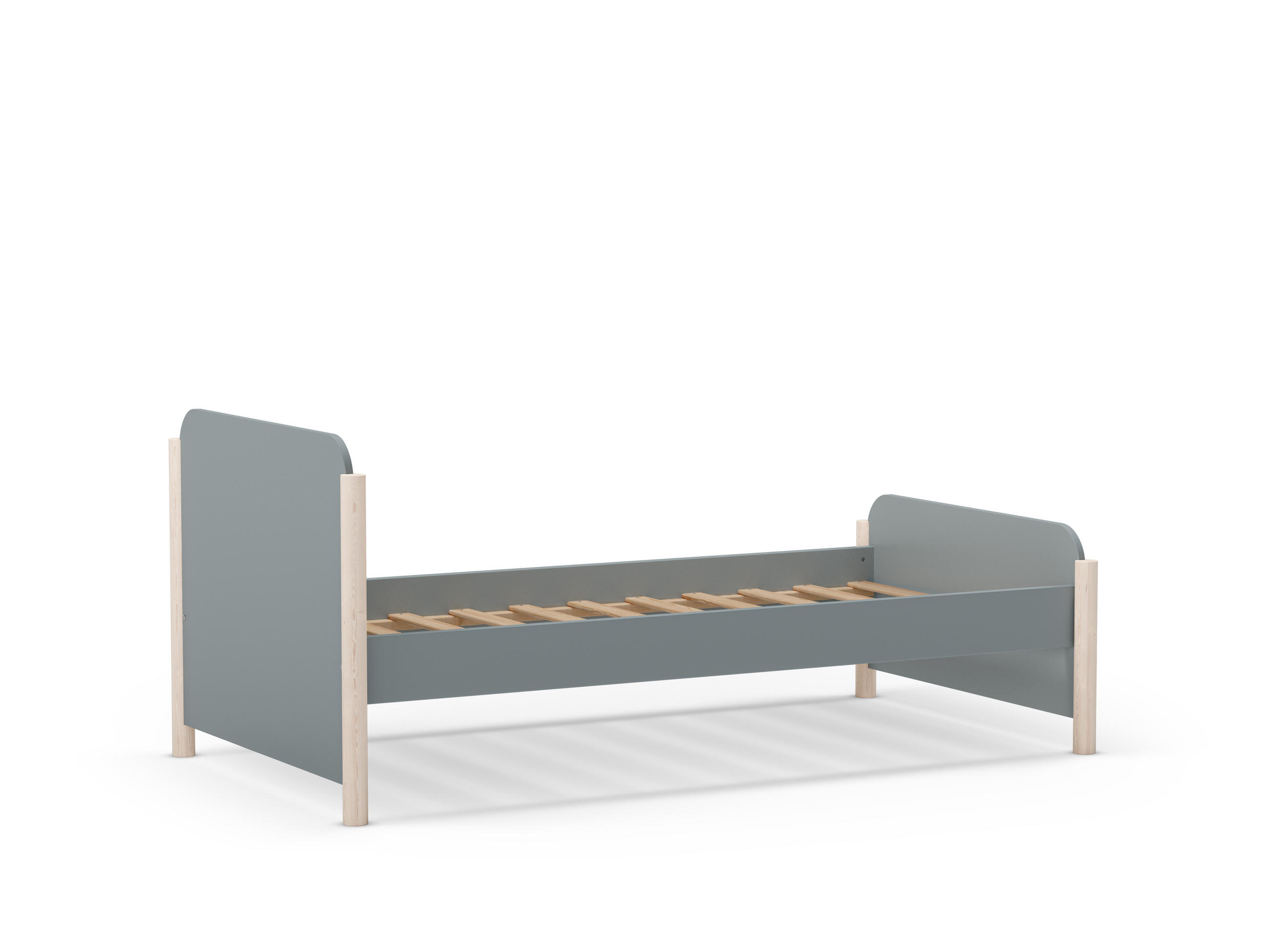 BETT 90x190 cm mit abgerundeten Formen 107,2/199/70 cm - Grün, Holz (190/90cm) - Calicosy
