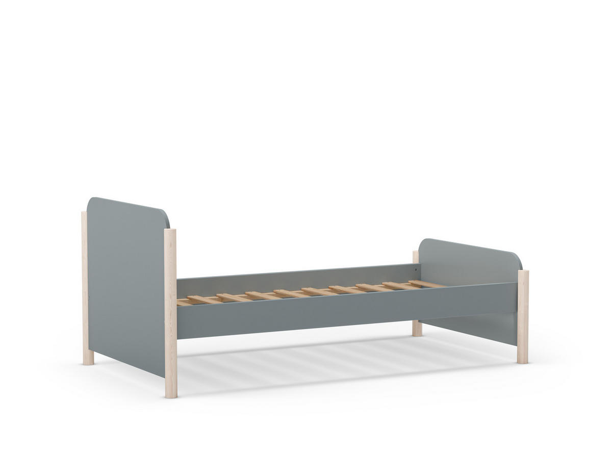 BETT 90x190 cm mit abgerundeten Formen 107,2/199/70 cm - Grün, Holz (190/90cm) - Calicosy