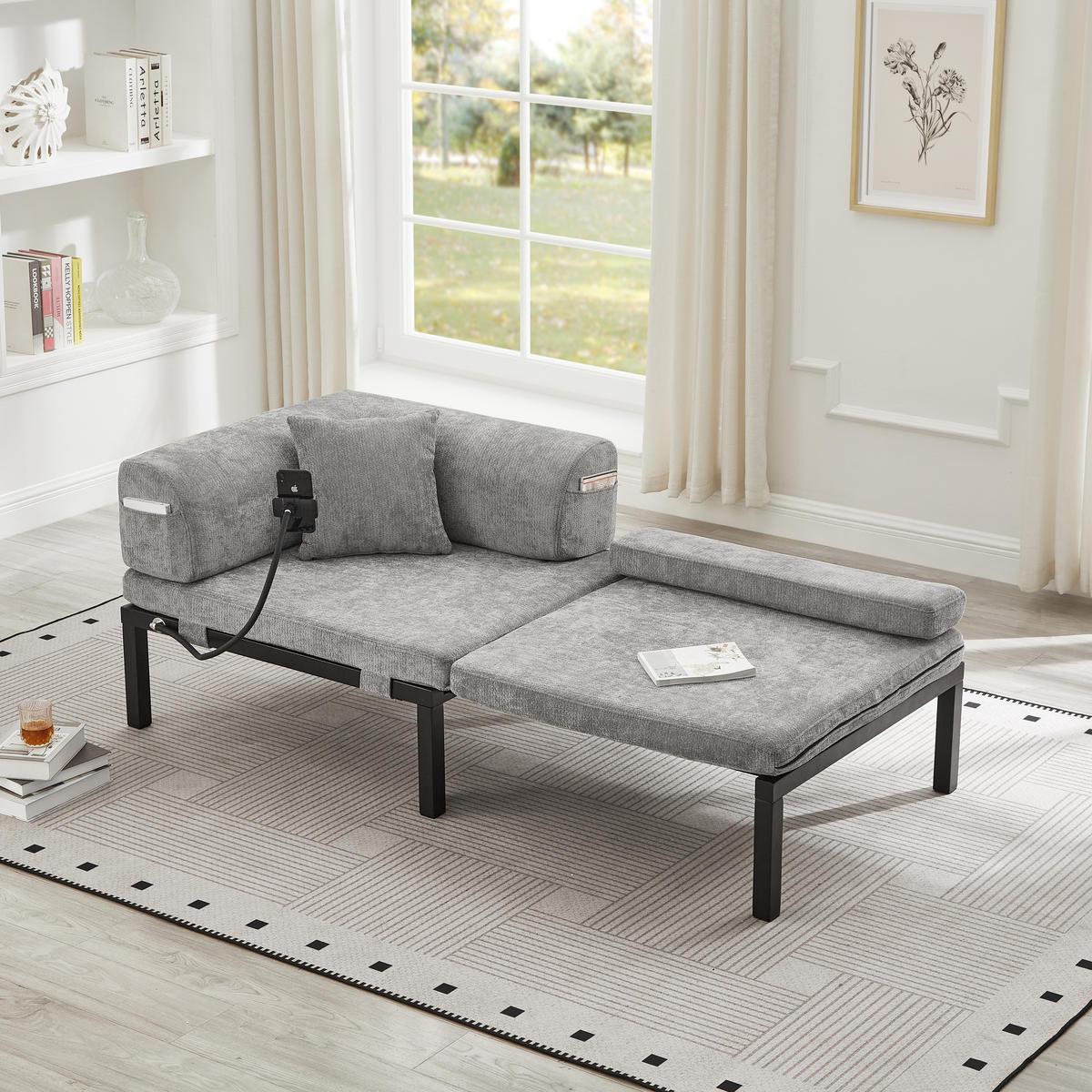 SCHLAFSOFA DE-35084 Hellgrau - Hellgrau, Holz (81/64/176cm) - ComfortXL