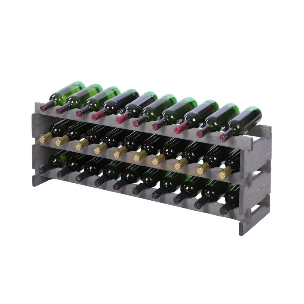 WEINREGAL VINOTECA FLEX PRO HxBxT 37x103x28cm 30 Flaschen auf 3 Ebene Grau - Grau, Holz (103/37/28cm) - PROREGAL