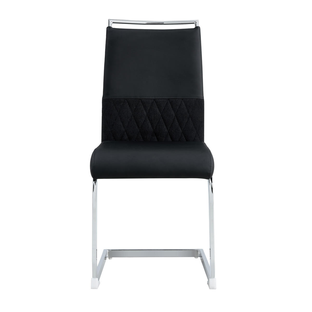 STUHL 4er Set mit ergonomischer Rückenlehne, Kunstleder & Leinen Bezug, 7 cm dicker Sitzpolsterung und Fußpolstern im modernen Design, schwarz - Schwarz, Metall (48/95/42cm) - Luhomfu
