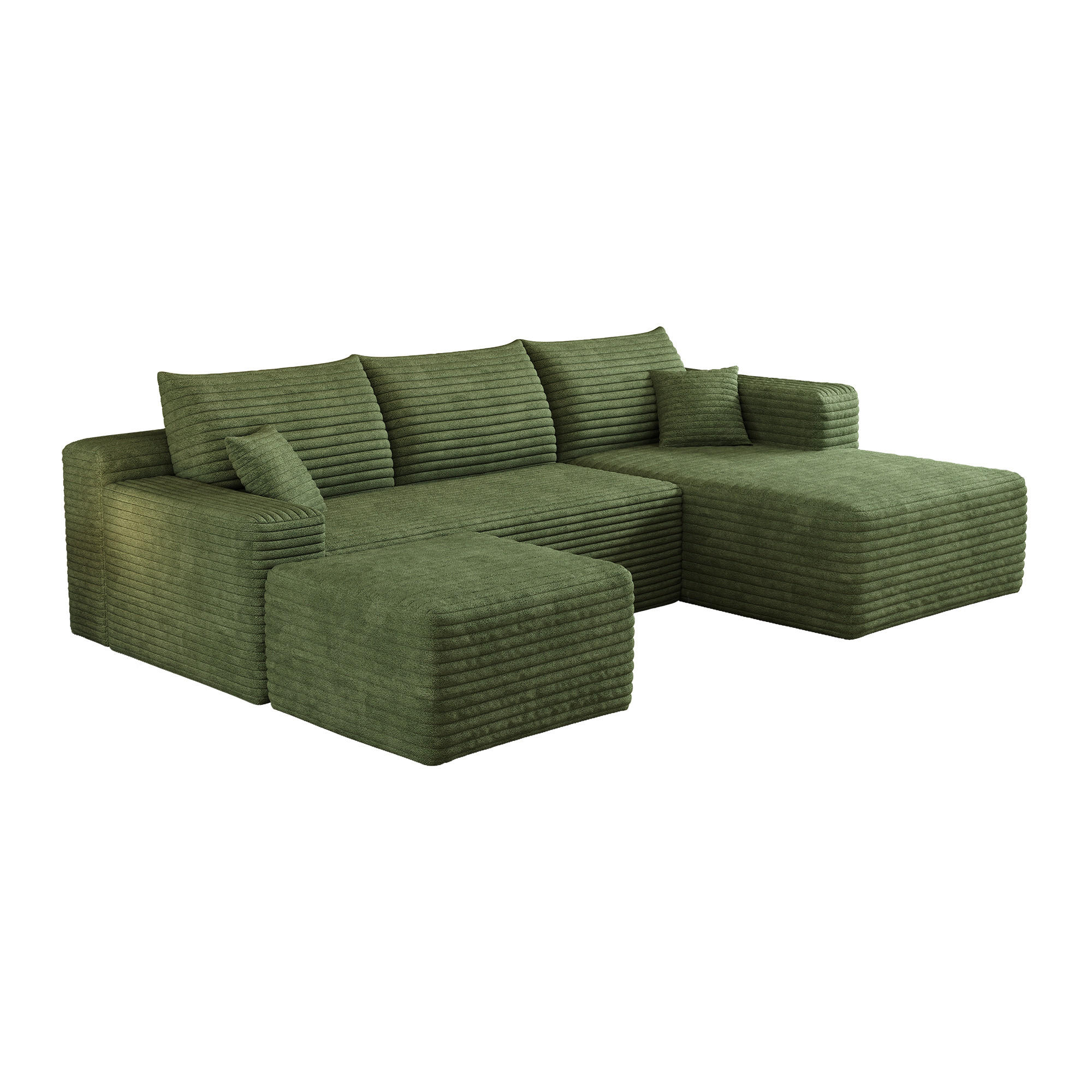 WOHNLANDSCHAFT Cord Grün Ohne Montage - Grün, Textil (241/58/151cm) - WISHDOR