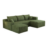 WOHNLANDSCHAFT Cord Grün Ohne Montage - Grün, Textil (241/58/151cm) - WISHDOR