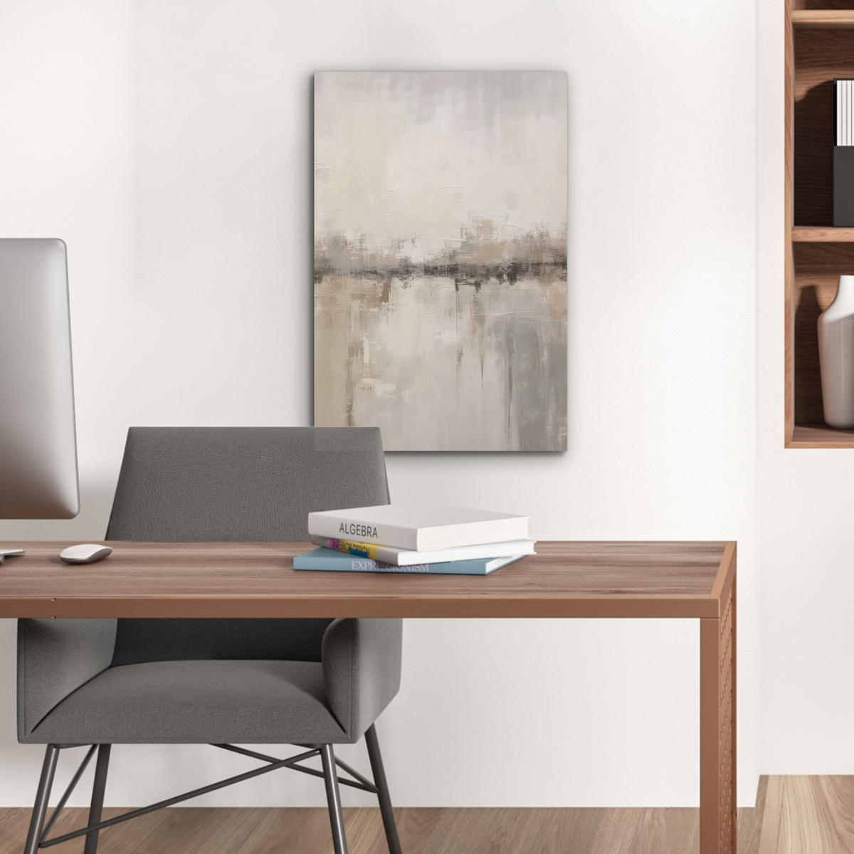 AKUSTIKBILD Moderne Kunst - Abstrakt - Beige Kunstdruck Schlafzimmer 50x70 cm - Beige, Kunststoff (50/70/0.9cm) - MuchoWow