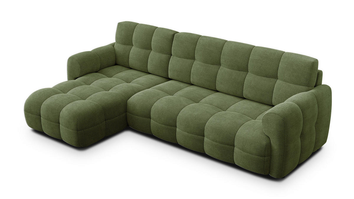 ECKSOFA MELLOW 4-Sitzer, olive - Schwarz/Grün, Holz/Textil (262/156cm) - Courtois Laville