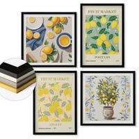 WANDBILDER 4er-Set - 50x50 cm & 40x60 cm Schwarzer Rahmen - Zitrusfrüchte aus Italien - Schwarz, Kunststoff (50/50cm) - ArtPrintCave
